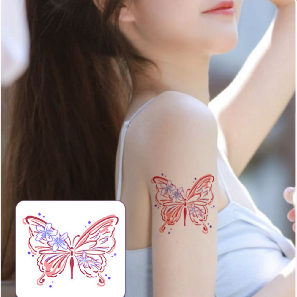 타투스티커 문신 나비 헤나 레터링 반영구 이쁜 붙이는 고래 여자 축제 팔 허벅지 여름 방수 - 상세 이미지 3