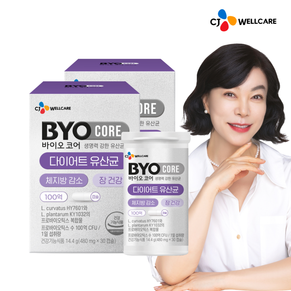 CJ 바이오코어 100억 다이어트 유산균 체지방 감소 최화정 유산균 30캡슐, 2개