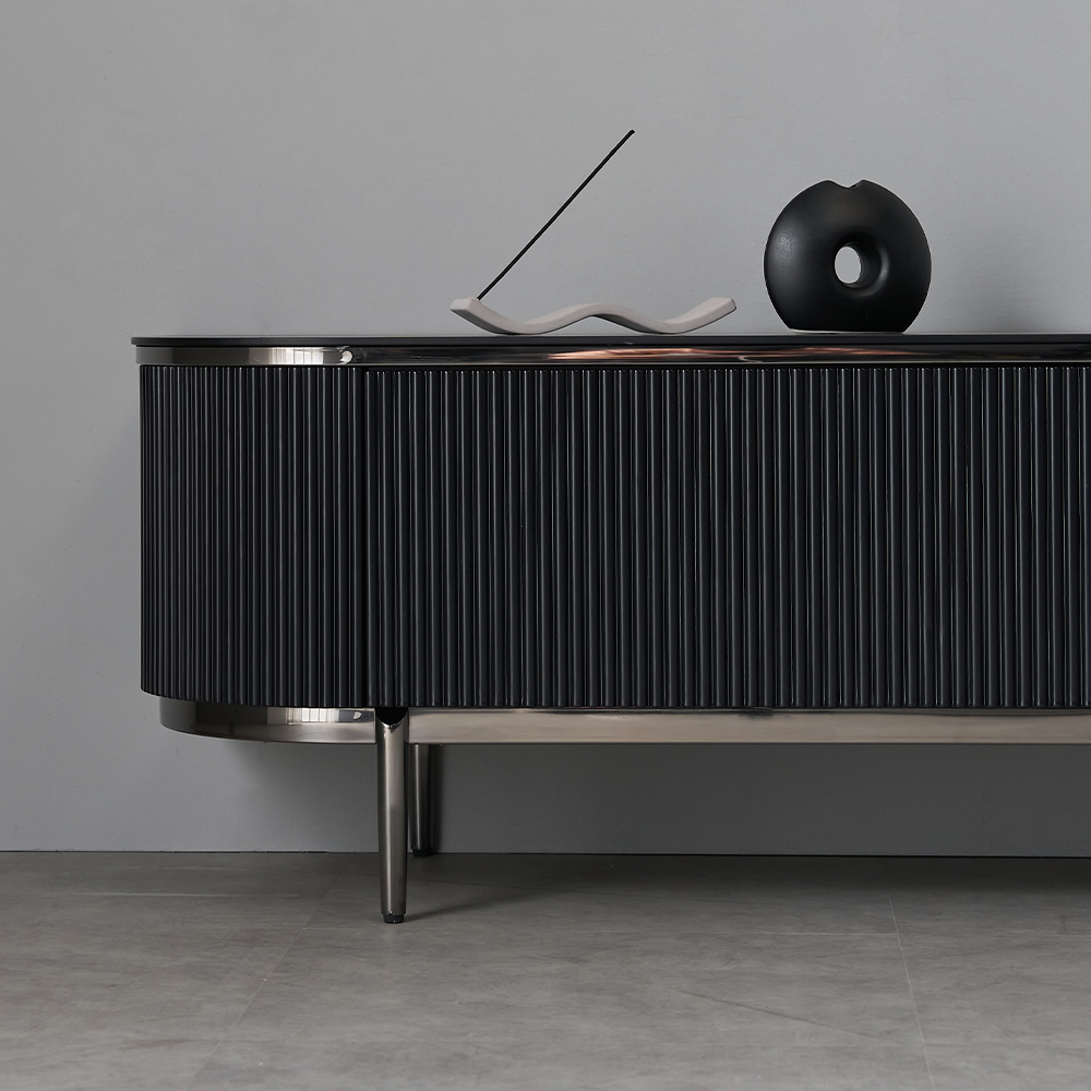 템바보드 세라믹 85인치 TV 거실장 장식장 티비다이 2600, 블랙