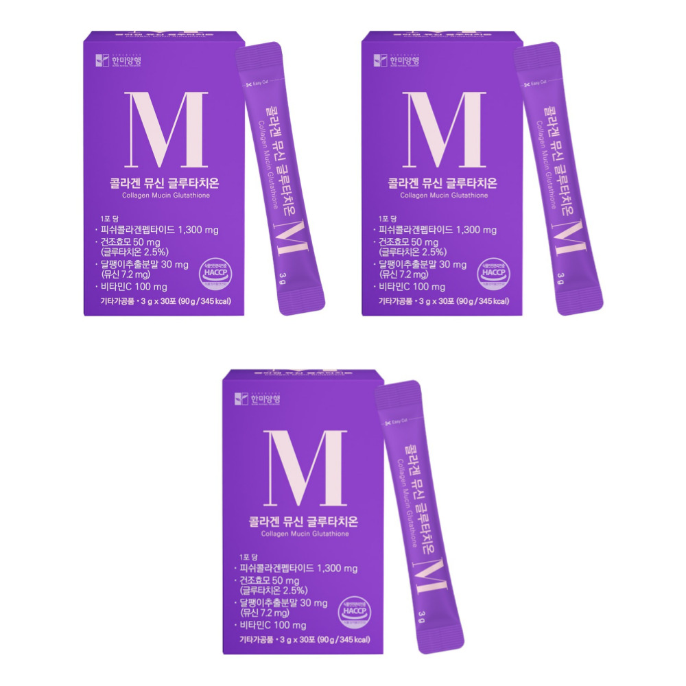 한미양행 콜라겐 뮤신 글루타치온 어린 저분자 피쉬 가루 프리미엄 30포, 3개 - 상품 이미지
