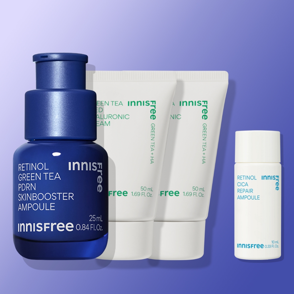 이니스프리 레티놀 PDRN 앰플 25mL + 그린티 씨드 히알루론산 수분크림 50mL 2개 - 메인 이미지