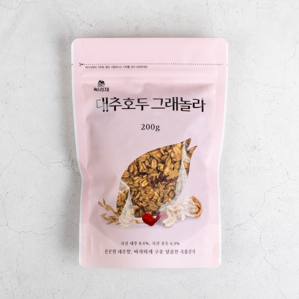 무설탕 통곡물 수제 그래놀라 [ 대추 호두 그레놀라 200g ] 국산 귀리 시리얼 - 상세 이미지 4