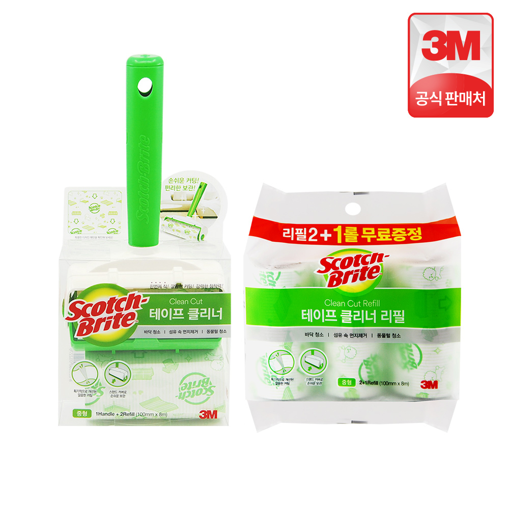 3M 스카치브라이트 돌돌이 테이프클리너 핸들+리필 5개 머리카락 먼지 청소 테이프 밀대 - 상세 이미지 5