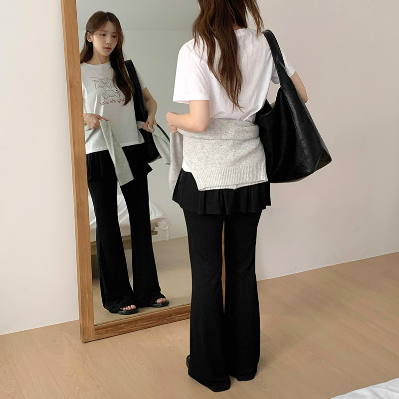 폴리쉬 리본 스판 밴딩 부츠컷 치마바지 ps5301 - 상세 이미지 4