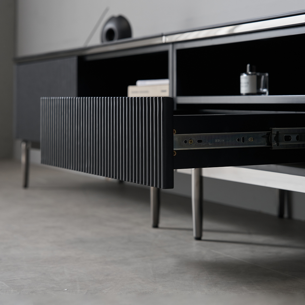 템바보드 세라믹 85인치 TV 거실장 장식장 티비다이 2600, 블랙