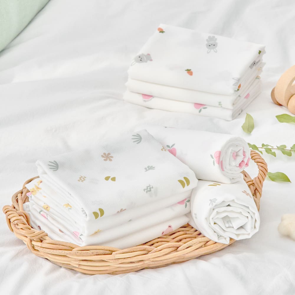 아가짱 신생아 순면 밤부 아기목욕타올 천기저귀 퓨어화이트 5매