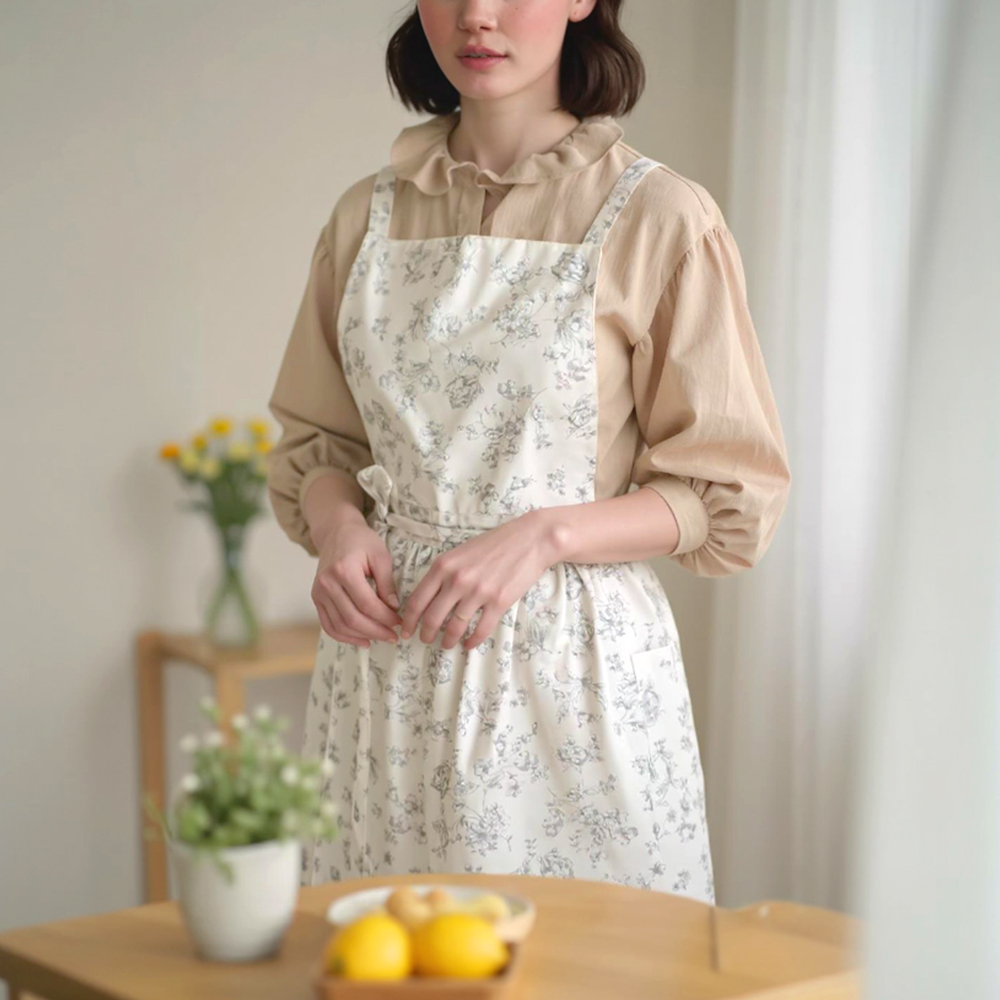 예쁜 원피스 생활방수 플로럴 앞치마 코튼 신혼 집들이 선물