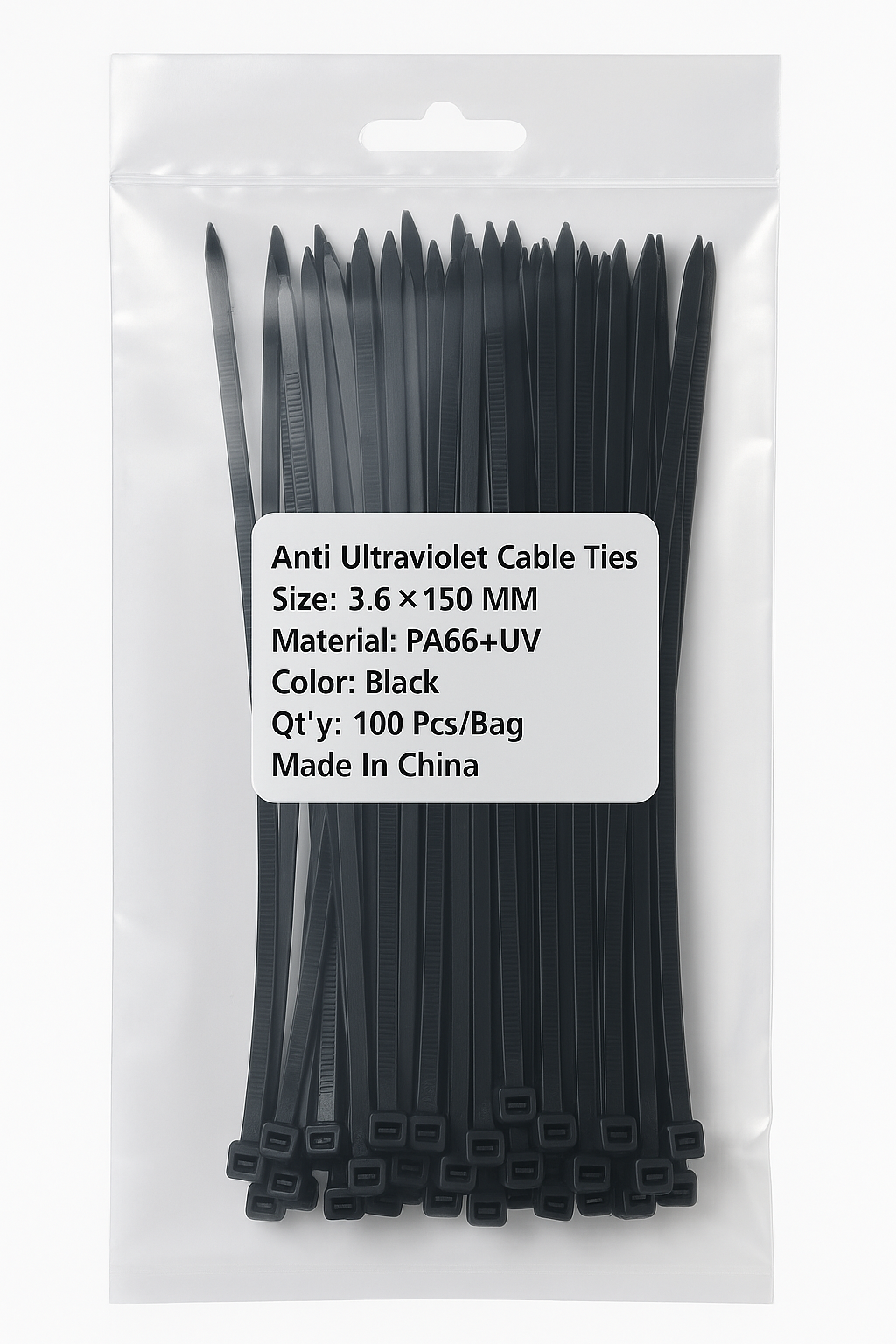 옥외용 UV저항 나일론 케이블타이규격 150X3.6mm 검정 100개입/1봉 - 상세 이미지 3