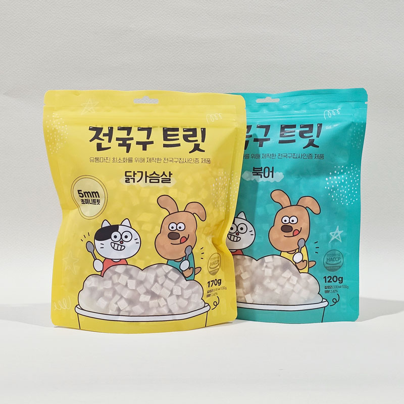 (초미니) jgg 전국구트릿 강아지 고양이 국내산 동결건조 간식 초미니 닭가슴살+초미니 북어 2종콤보, 290g, 1개 - 상품 이미지