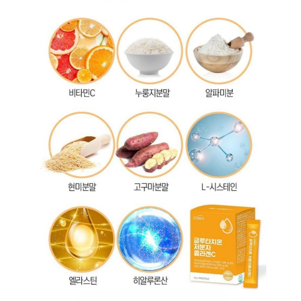 내츄럴플러스 에버핏 글루타치온 저분자 콜라겐C 피쉬 가루 어린 프리미엄 30포, 1개 - 상세 이미지 4