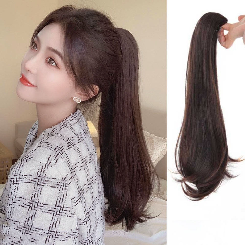 c컬 긴머리 집게핀 포니테일 셋팅웨이브 여자 부분가발 헤어 피스 - 상세 이미지 5