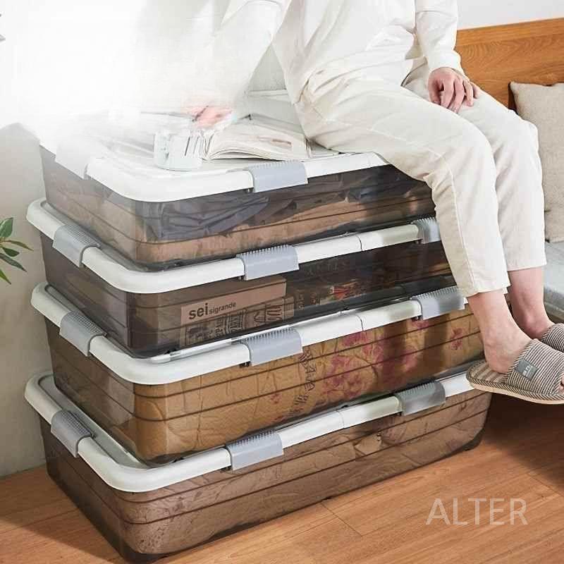 침대 밑 수납 언더베드 패브릭 수납함 납작한 리빙 박스 정리함 브라운 80x40x17cm 1개 - 상세 이미지 4
