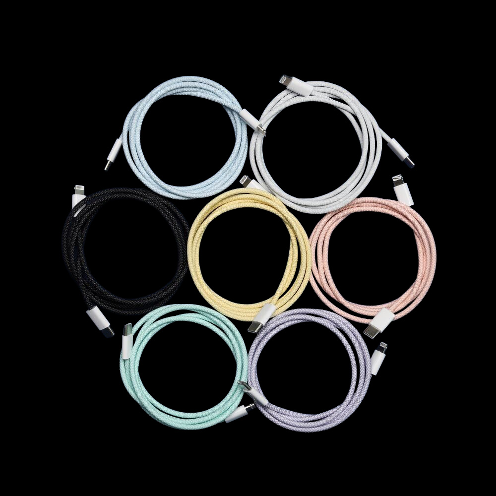 [프로덕트피알] 7컬러 고속충전케이블 꼬임방지 1m/2m C타입 8핀 PD 60W 초고속충전기 아이폰 갤럭시 노트북 자카드