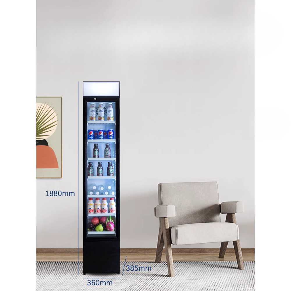 슬림 냉장고 폭좁은 디자인 원룸 쇼케이스 음료수 블랙 - 상세 이미지 3