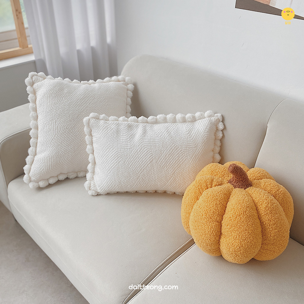 달떵 귀여운 노랑 호박 원형 쇼파 쿠션 침대 포인트 예쁜 패브릭 감성 포인트 인테리어