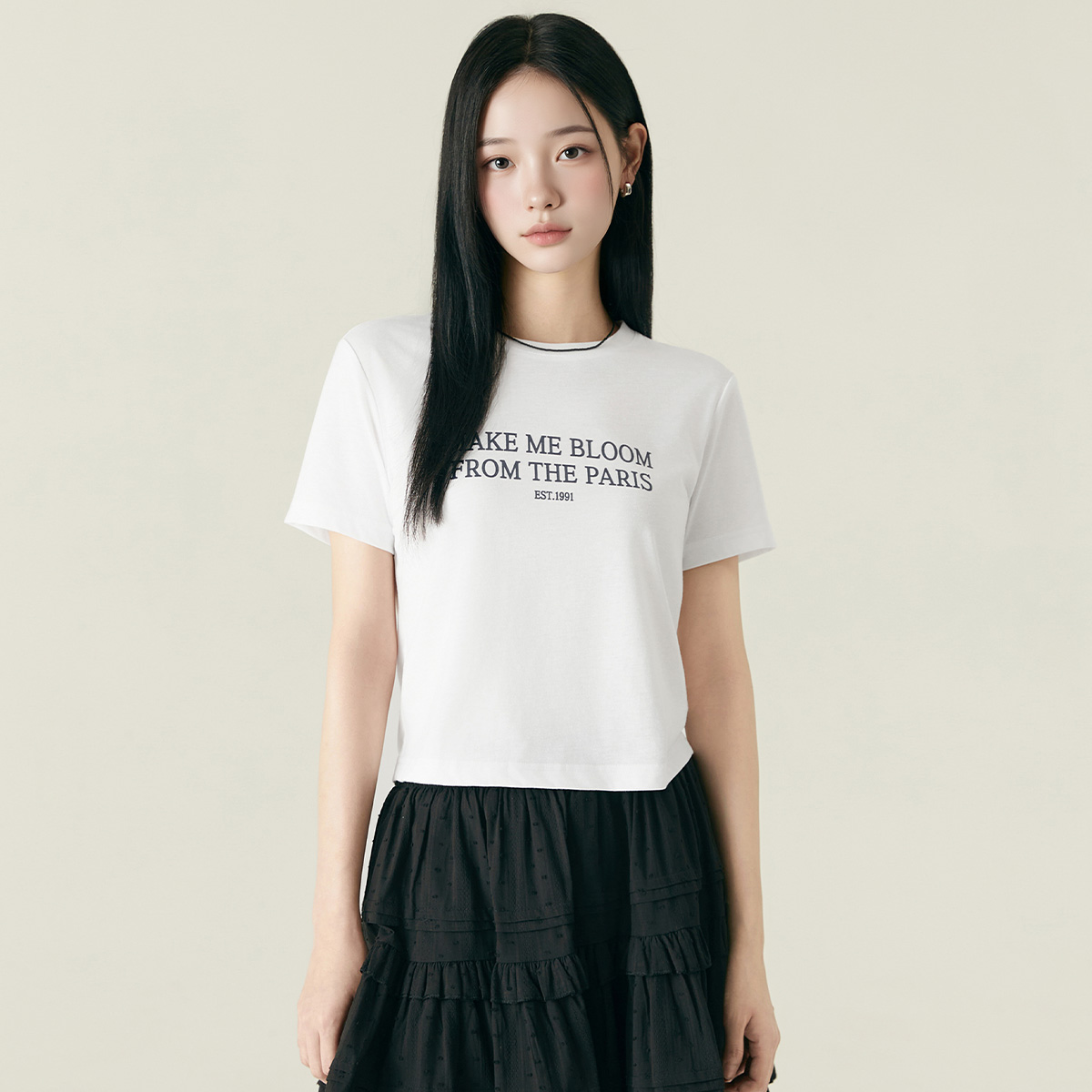 로엠 크롭 레터 티셔츠 RMHWF37R11 - 상세 이미지 2