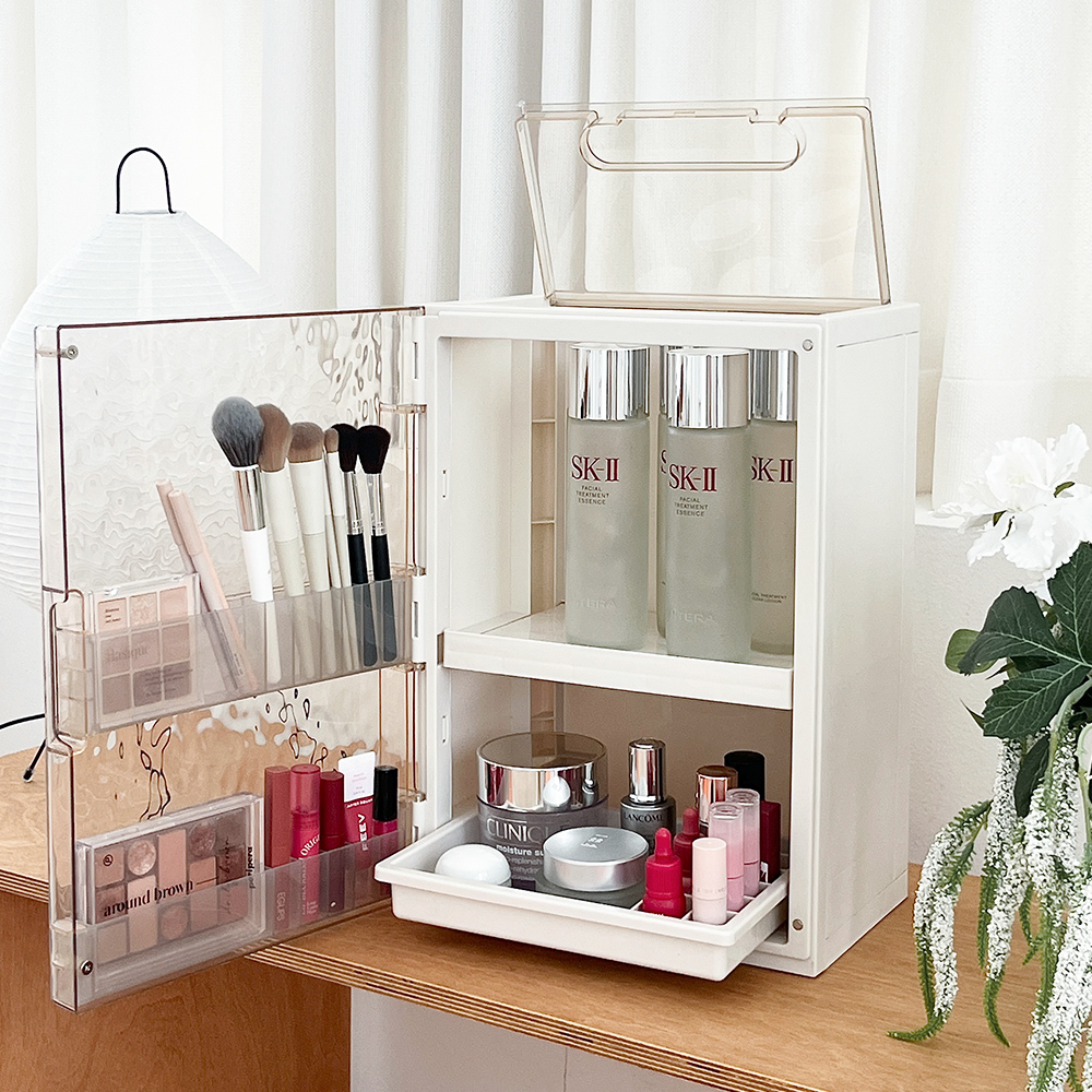 2단 화장품정리함 화장대 립스틱 브러쉬 보관함 정리함 화장품정리대