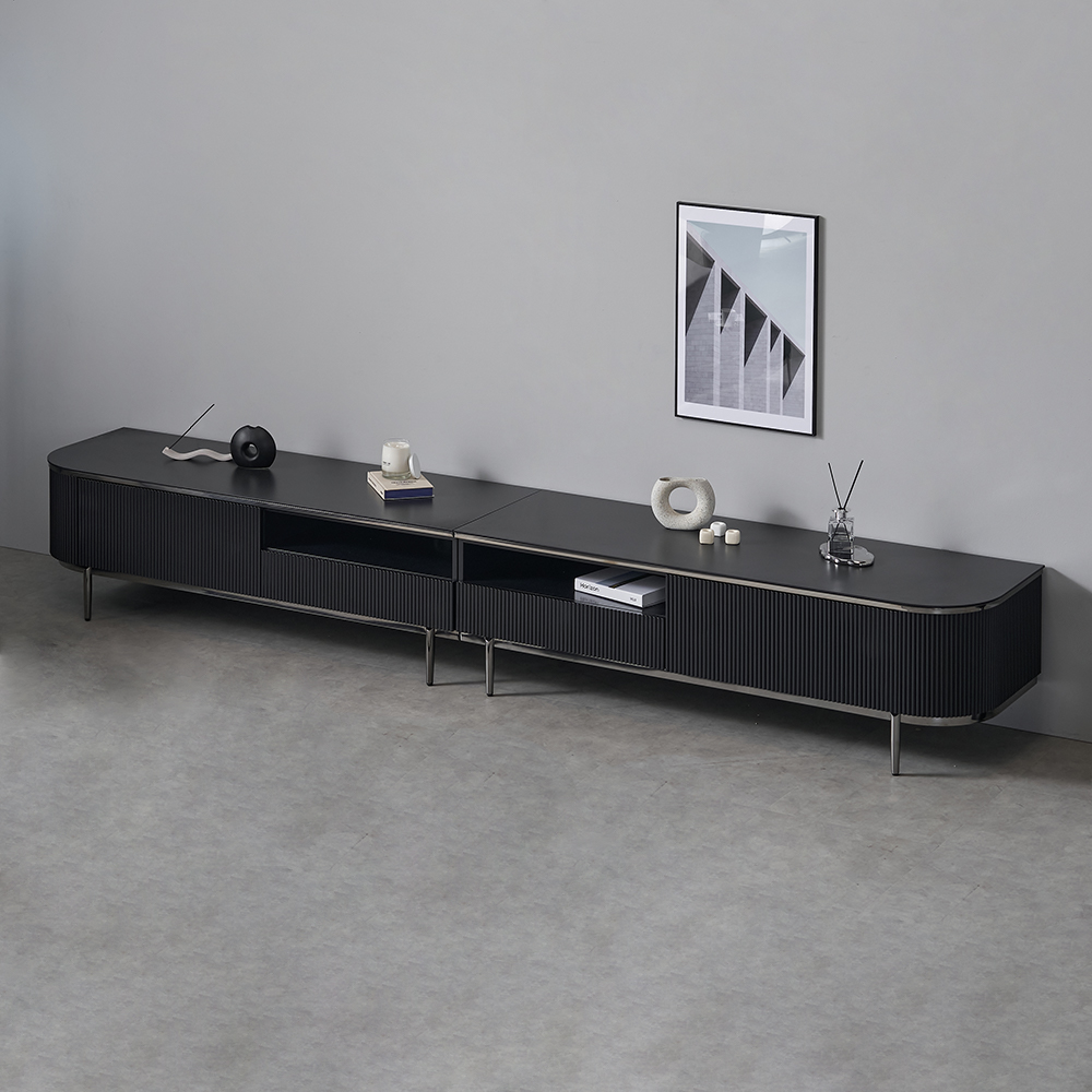 템바보드 세라믹 85인치 TV 거실장 장식장 티비다이 2600, 블랙