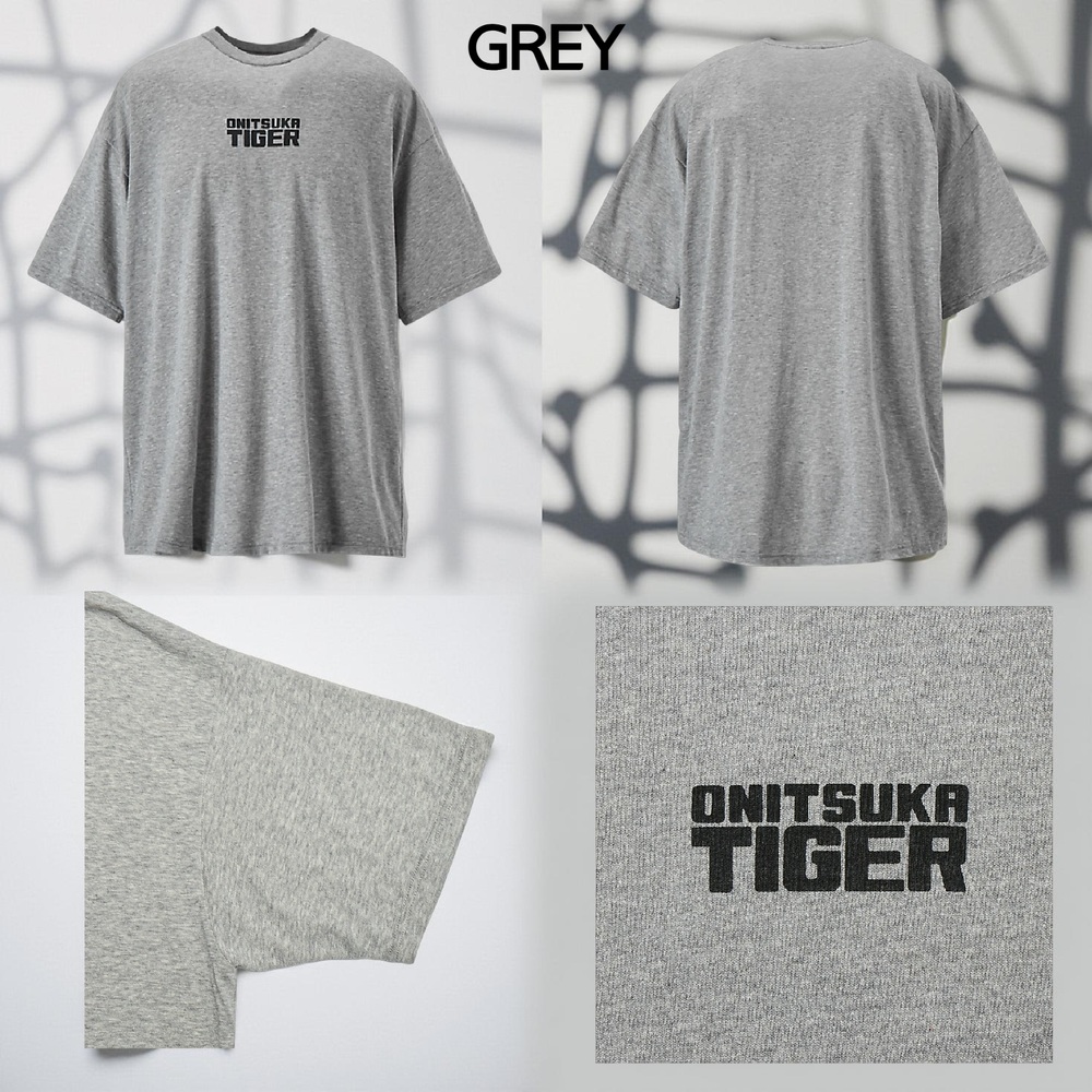 오니츠카타이거 오버사이즈 로고 반팔 티셔츠 남성 2183B280 GREY L - 상세 이미지 4