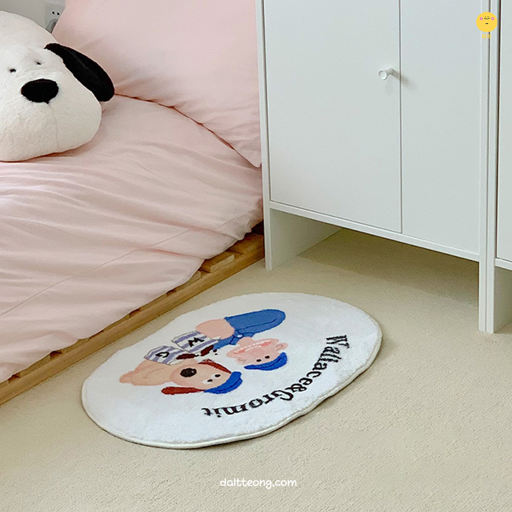 달떵 귀여운 월레스와 그로밋 발매트 미니러그 화이트, 80x50cm