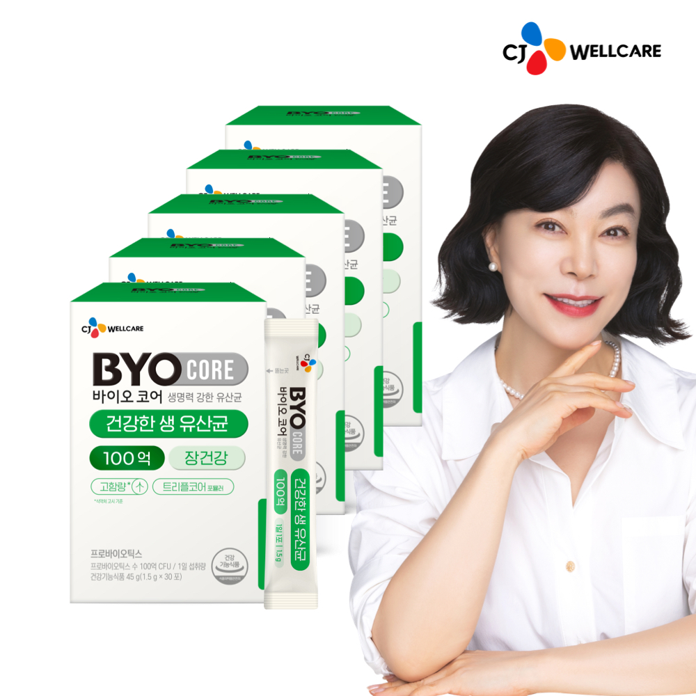 CJ 바이오코어 건강한 생유산균 100억 보장 고함량유산균 분말형 30포, 5개