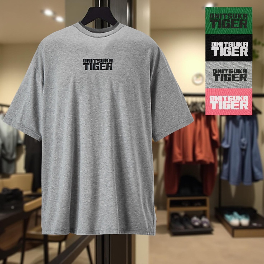 오니츠카타이거 오버사이즈 로고 반팔 티셔츠 남성 2183B280 GREY L - 상품 이미지