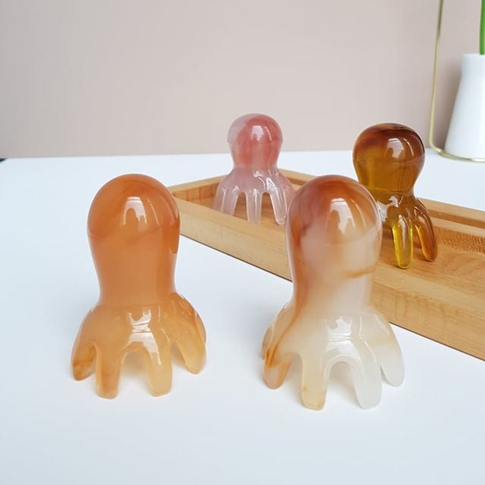 두피 얼굴 전용 괄사 마사지 빗 세트 림프순환 릴렉싱 안마도구 - 상세 이미지 3