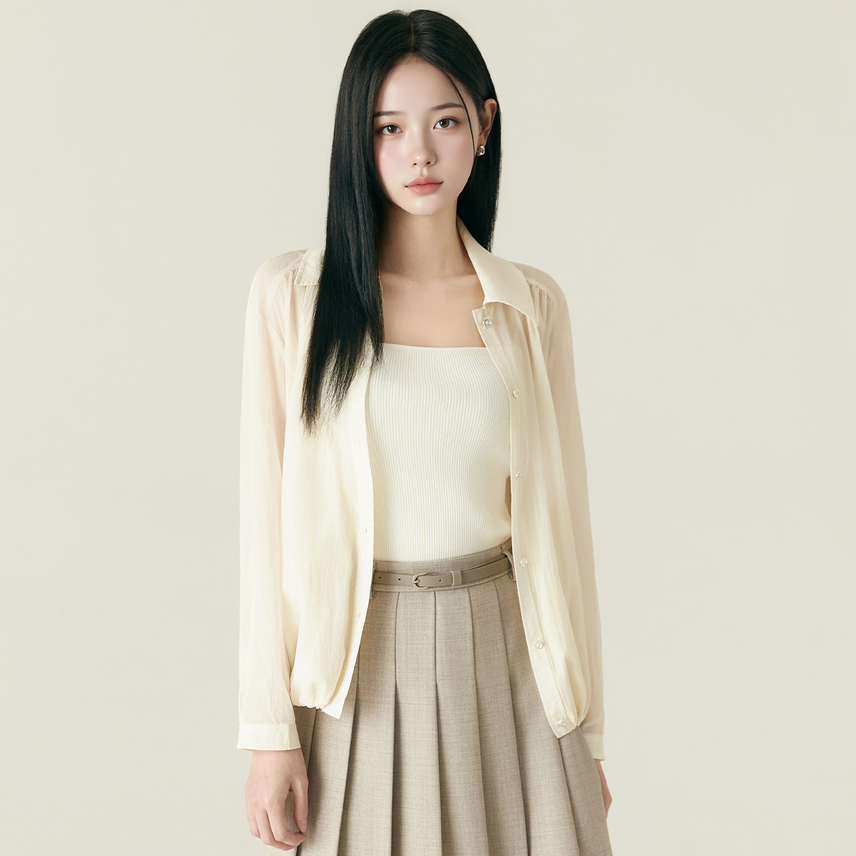 로엠 스트링 시스루 셔츠 RMYWF37R14 - 상세 이미지 2