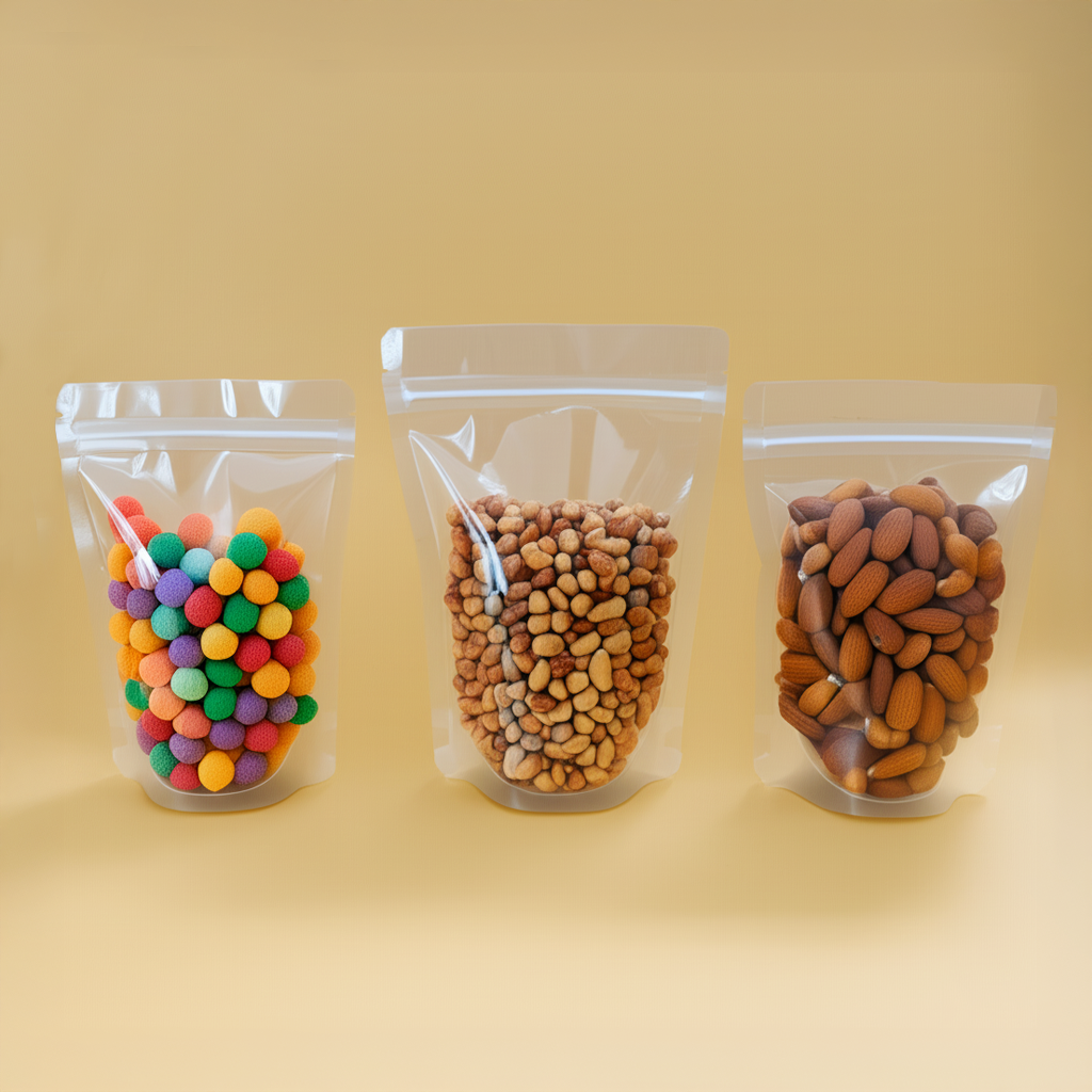 투명 지퍼스탠드 PET 스탠딩지퍼백 식품 소분봉투 10x17(M3), 100매, 1개