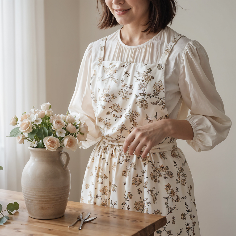 예쁜 원피스 생활방수 플로럴 앞치마 코튼 신혼 집들이 선물