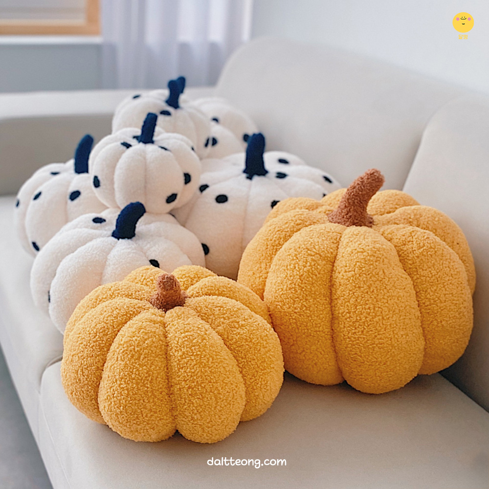 달떵 귀여운 노랑 호박 원형 쇼파 쿠션 침대 포인트 예쁜 패브릭 감성 포인트 인테리어