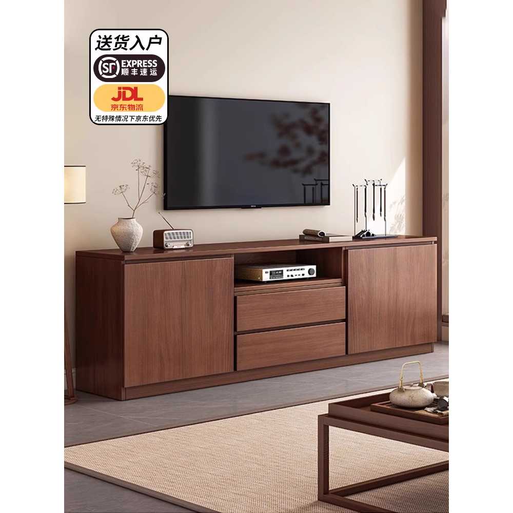 원목 거실장 거실서랍장 선반 브라운 우드 안방원룸 2단+서랍2개 120x30x60cm - 상세 이미지 5