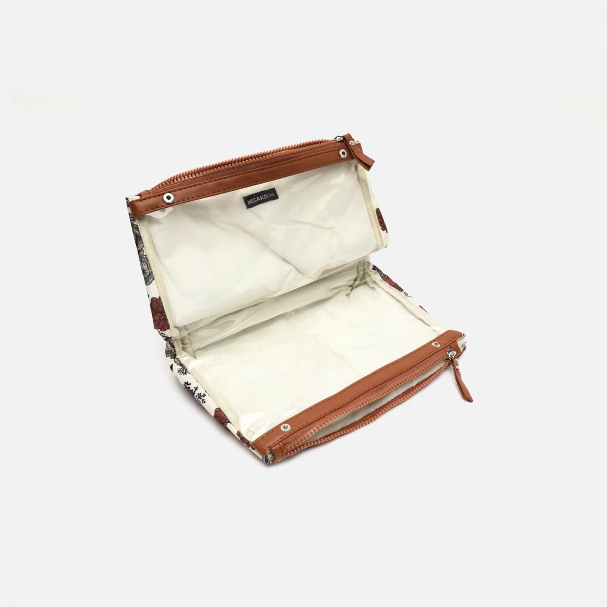 미사코 플라워 프린트 더블 컴파트먼트 멀티 파우치 NILUS-4700403117010 BEIGE - 상세 이미지 4