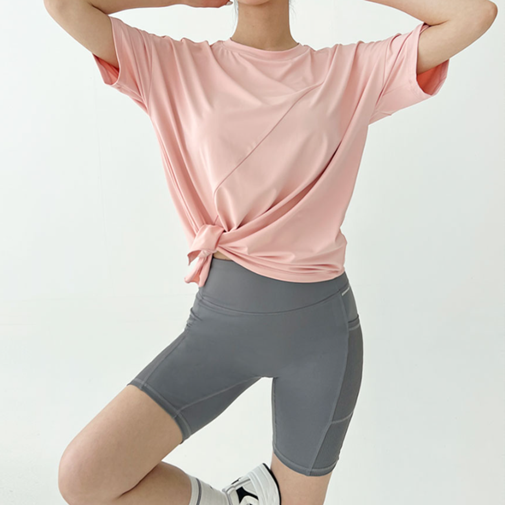 요가복장 필라테스 요가 복장 상의 반팔 여름 요가복 필라테스복 - 상세 이미지 3