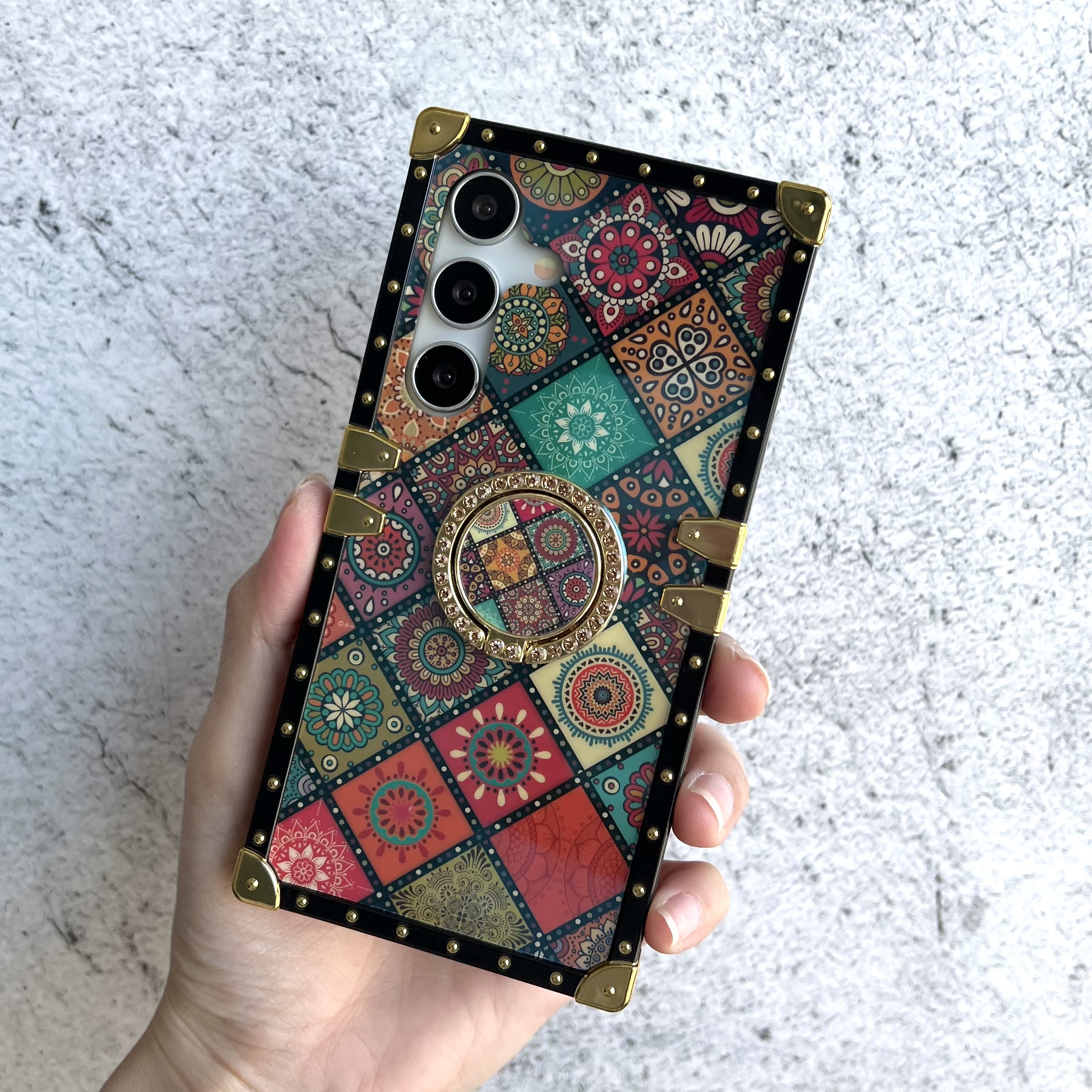 스트랩 케이스 범퍼 젤리 풀커버 로얄 레드 격자, 갤럭시S25 - 상세 이미지 4