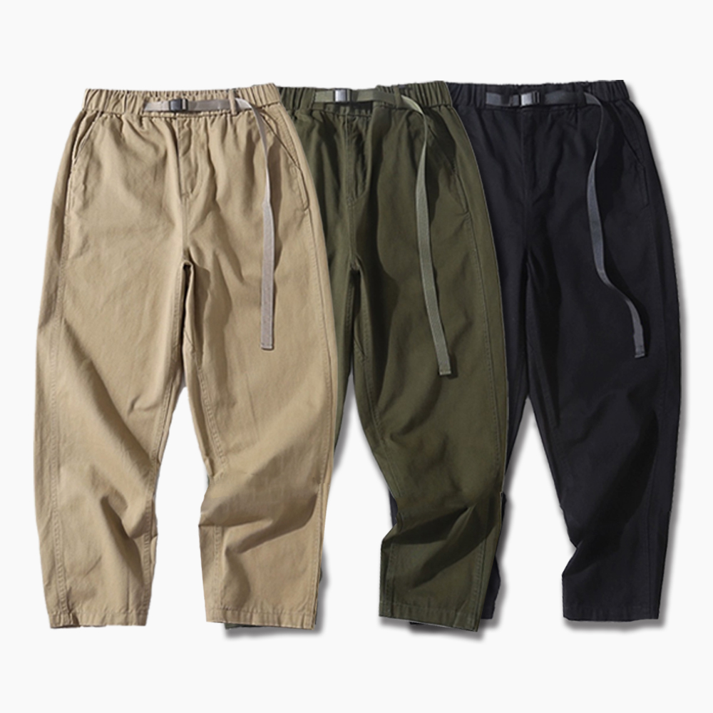 뉴싸인 컴포트 코튼 루즈 테이퍼드 면 밴딩 벨트 팬츠 - 상품 이미지