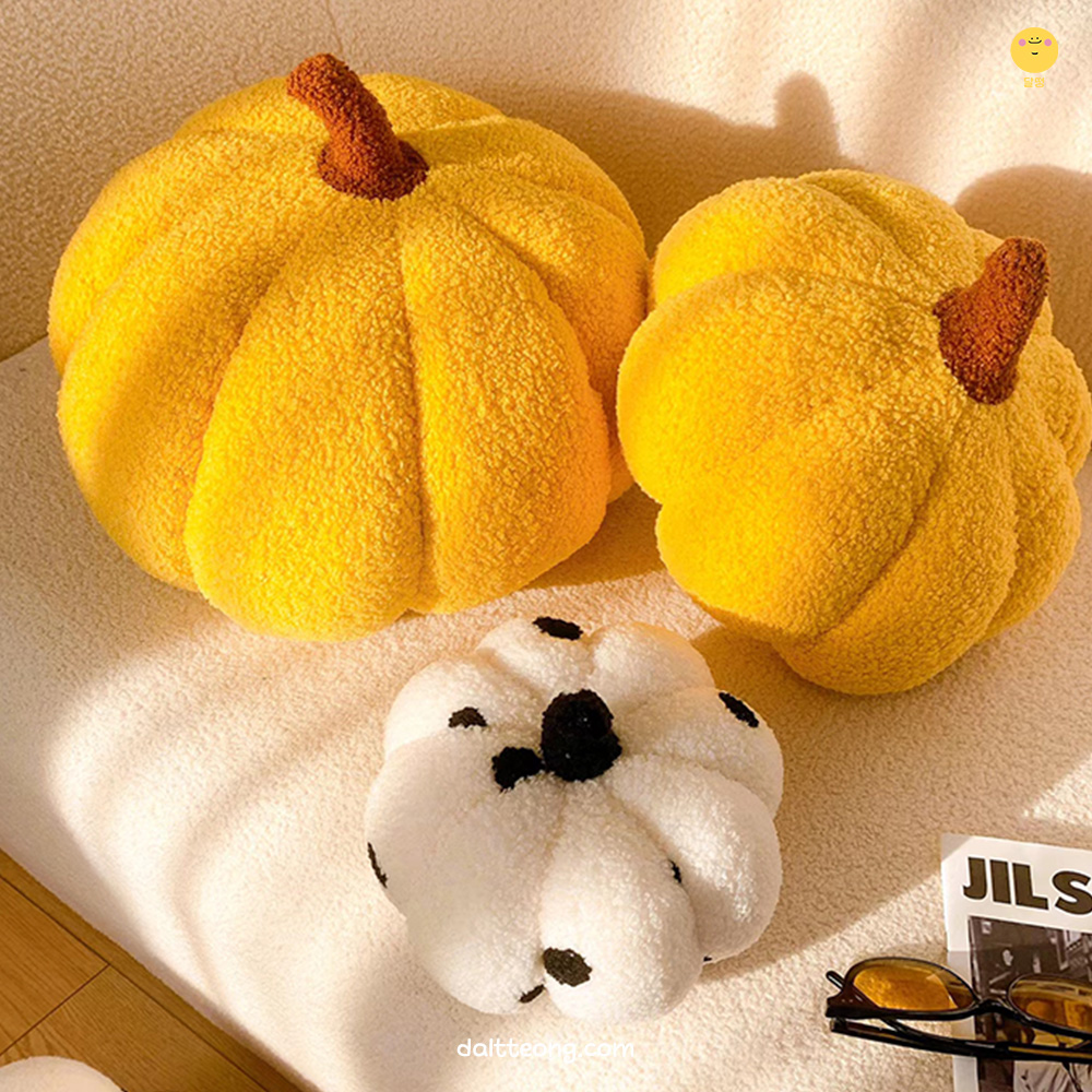 달떵 귀여운 노랑 호박 원형 쇼파 쿠션 침대 포인트 예쁜 패브릭 감성 포인트 인테리어