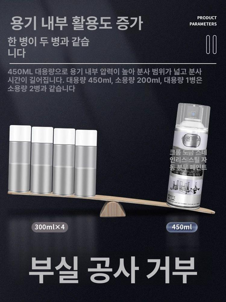 크롬 도금스프레이 450ml 3병세트 아연도금 페인트 락카 스프레이페인트 크롬도금 450mlx3병 - 상세 이미지 3