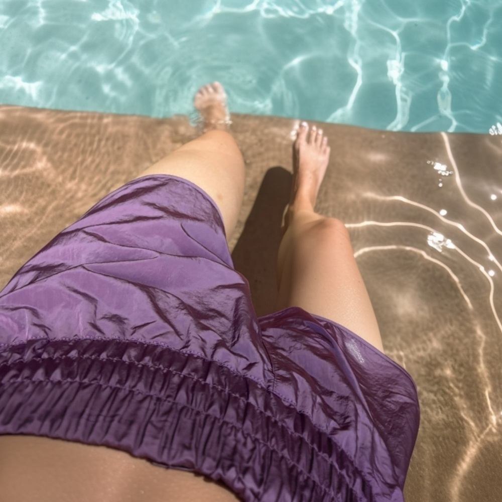 피지컬베이커리 하이웨스트 글레이즈 쇼츠 나일론 러닝 바스락 숏팬츠 3부 퍼플, L