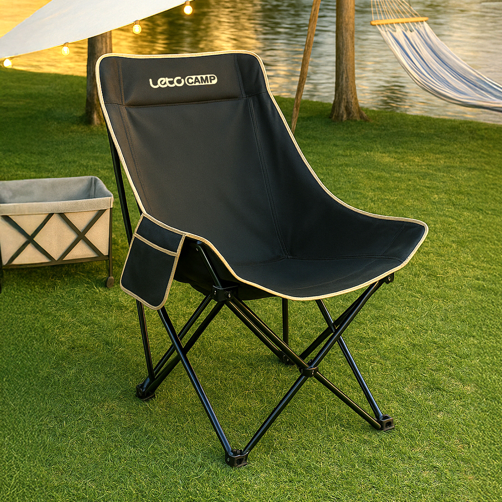 레토 경량 접이식 와이드 롱 캠핑의자 컴포트 체어 LCP-CL06, 블랙, 1개