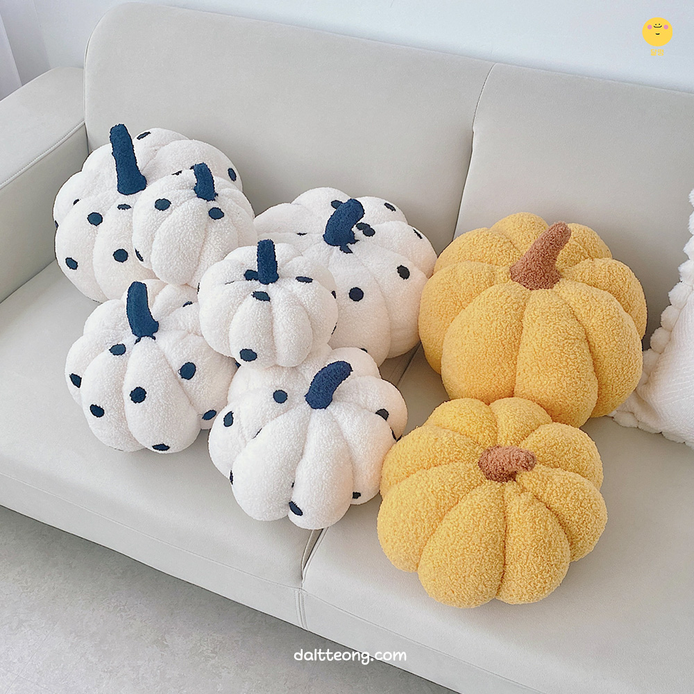 달떵 귀여운 노랑 호박 원형 쇼파 쿠션 침대 포인트 예쁜 패브릭 감성 포인트 인테리어