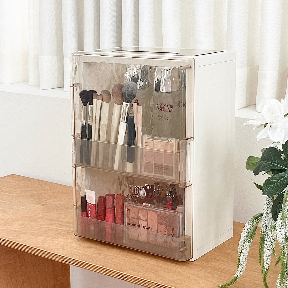 2단 화장품정리함 화장대 립스틱 브러쉬 보관함 정리함 화장품정리대
