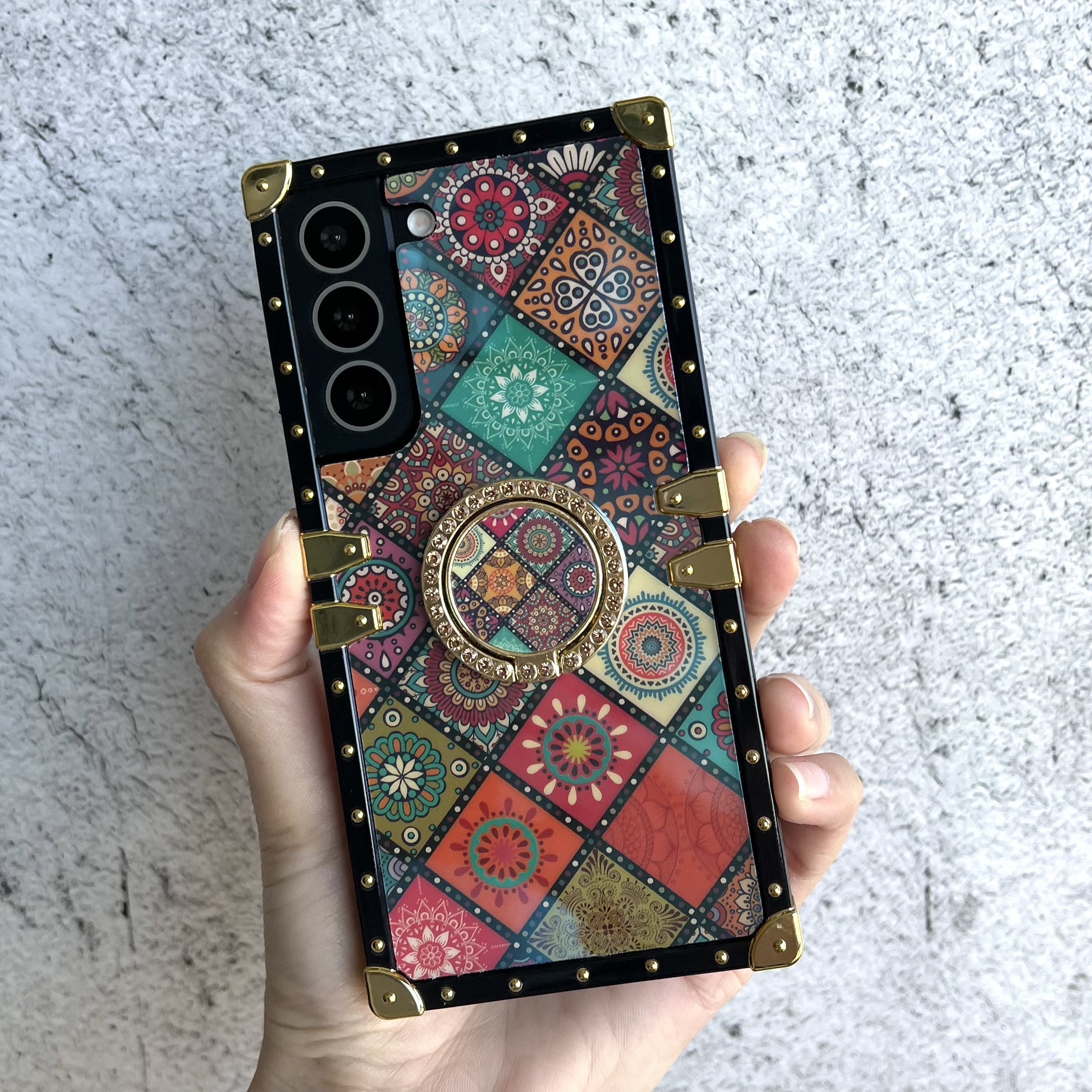 스트랩 케이스 범퍼 젤리 풀커버 로얄 레드 격자, 갤럭시S25 - 상세 이미지 5