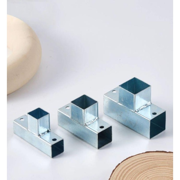 산업용 60mm 사각 튜브 연결 브라켓 철판 각파이프 조립 간략 버전 L 관통 3cm 삽입 - 상품 이미지