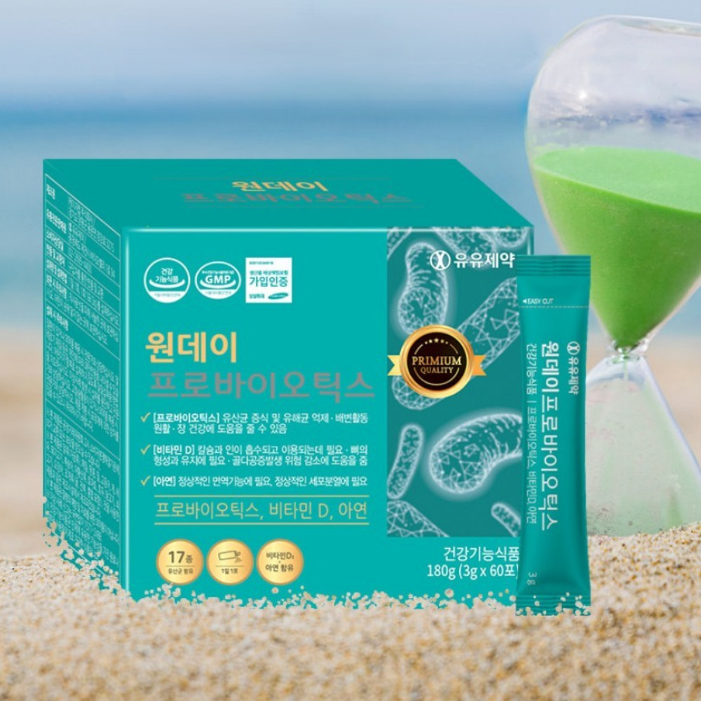 유유제약 원데이 프로바이오틱스 유산균 장뇌축 방귀자주 약2개월 60포, 1개 - 상품 이미지