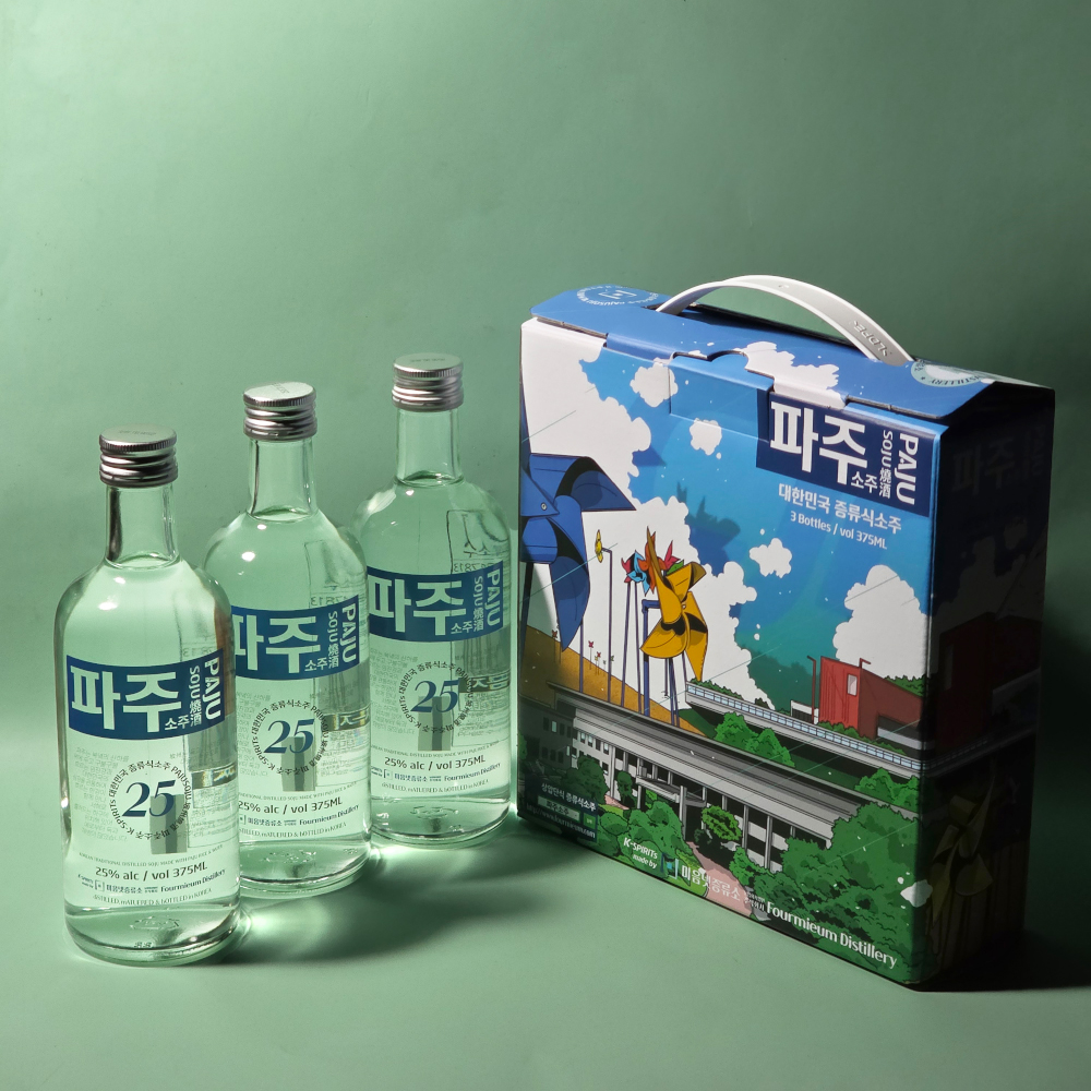 파주소주 선물세트 평화의 비둘기 에디션 1호 파주25 375ml 25% 증류식소주 3입 1박스 - 상세 이미지 4