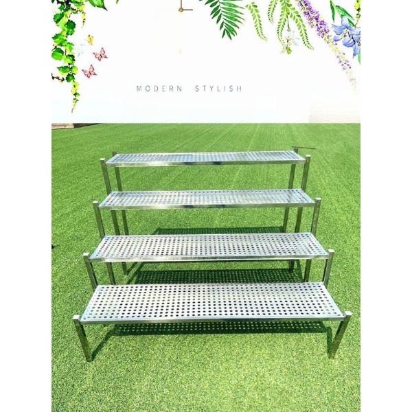 모던 철제화분선반 스탠드 2층 80cmx25cm 대형 꽃 화분받침대 베란다 진열대2층 80cmx25cm - 상품 이미지