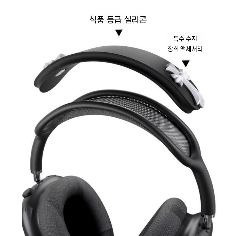 에어팟맥스 케이스 헤드 빔 보호 세트 수제 가죽 커버 십자가 펜던트 - 상세 이미지 3