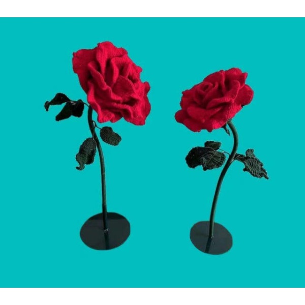 페이퍼아트 꽃받침대 종이 플라워 화이트 녹색 단일 홀 20 cm - 상품 이미지