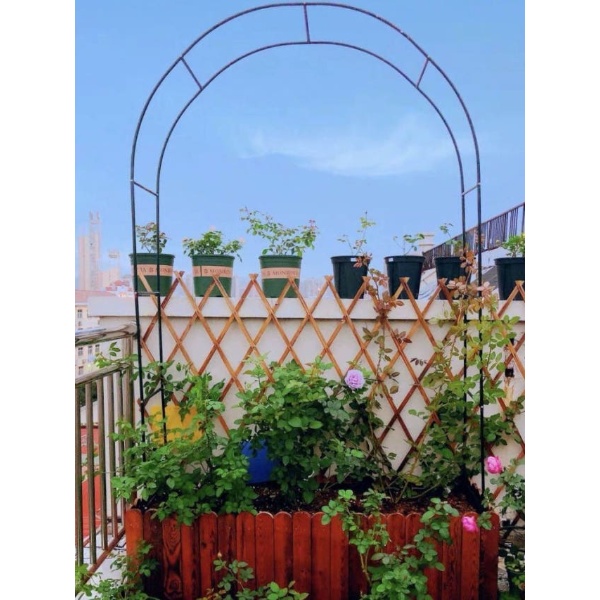 로맨틱 가든 장미 아치 프레임 엔틱 조경 테라스 철제 검정색 105x20x220cm - 상품 이미지
